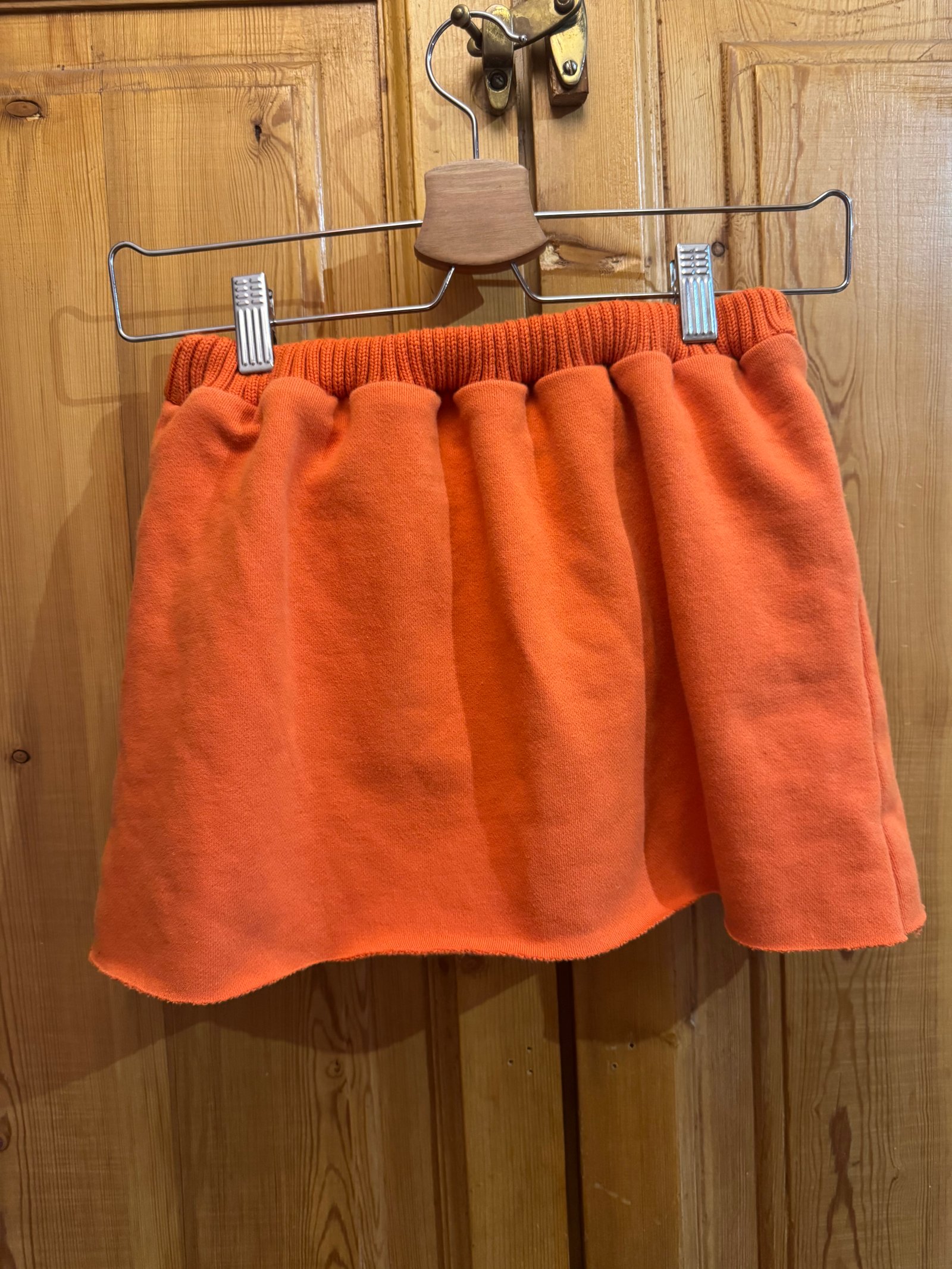 Orange sweatshirt mini skirt